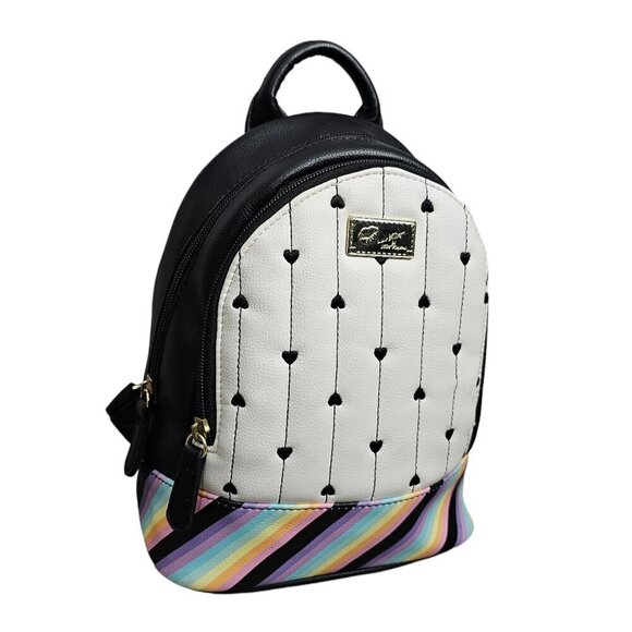 Betsey Johnson Rainbow & Heart Black Backpack - Picture 2 of 14